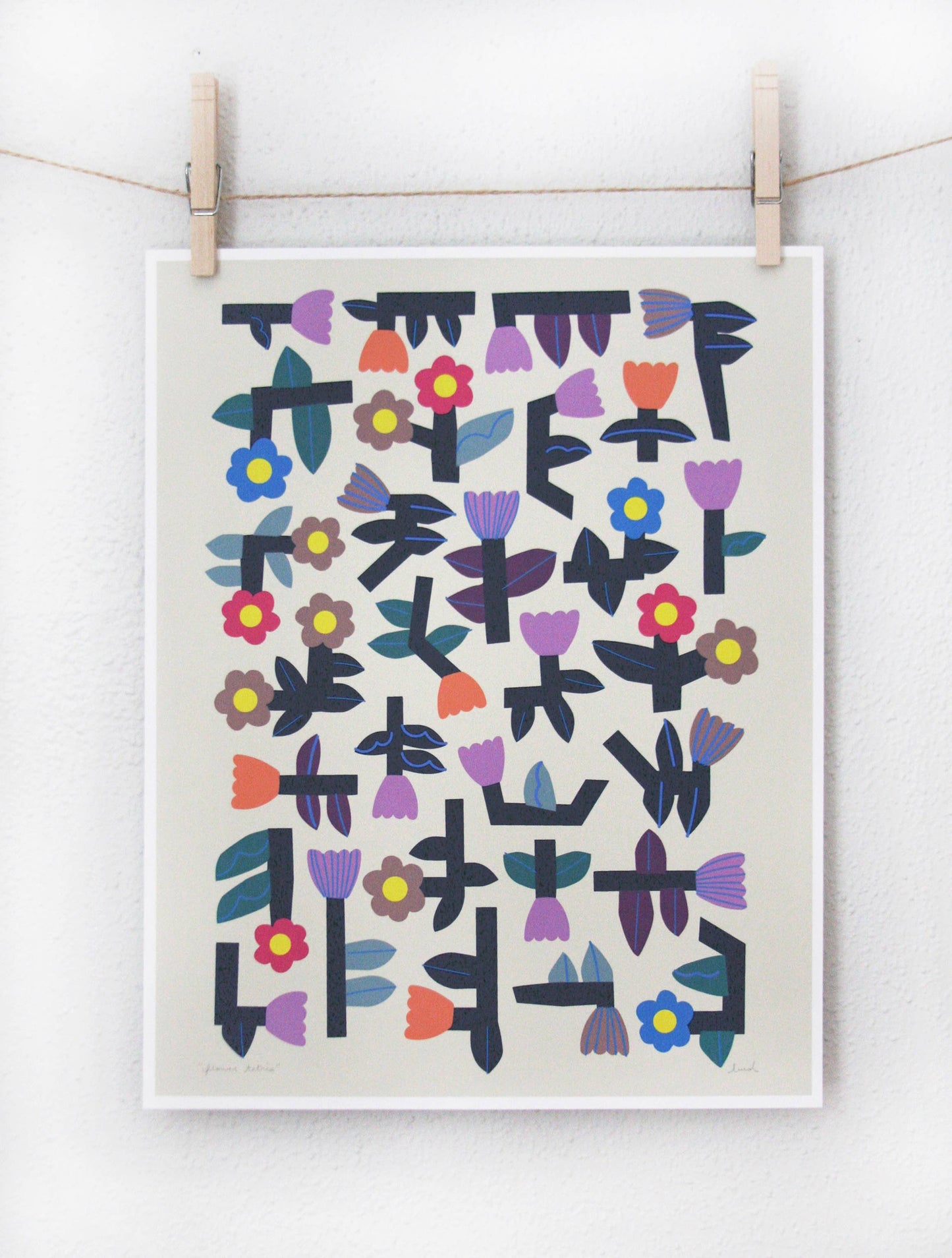 Flower Tetris 11x14 Print by Leah Duncan