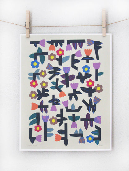 Flower Tetris 11x14 Print by Leah Duncan