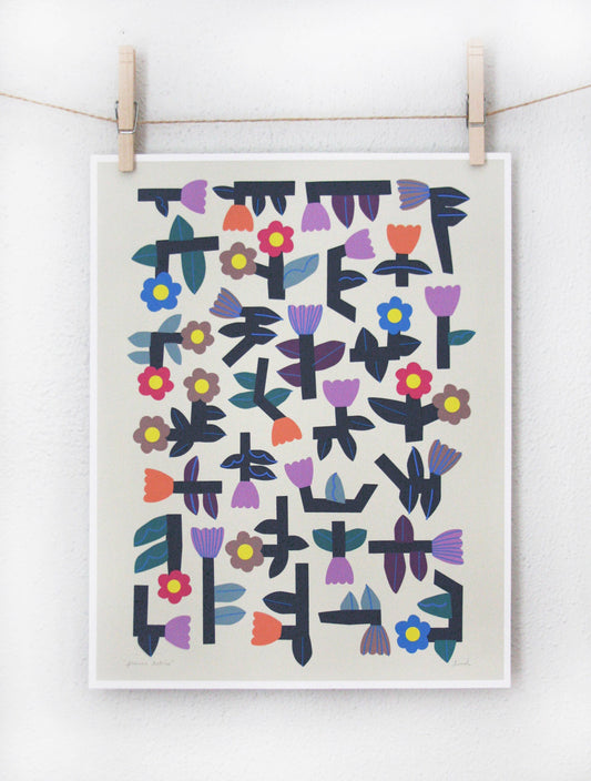 Flower Tetris 11x14 Print by Leah Duncan
