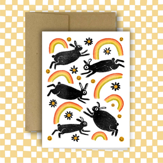 Magic Bunnies Greeting Card by Rani Ban