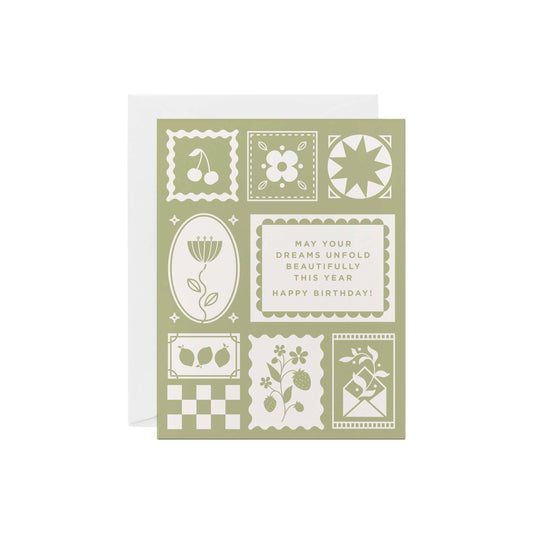 Sage Green Stamped Birthday Greeting Card by Line & Kind Paper Co.