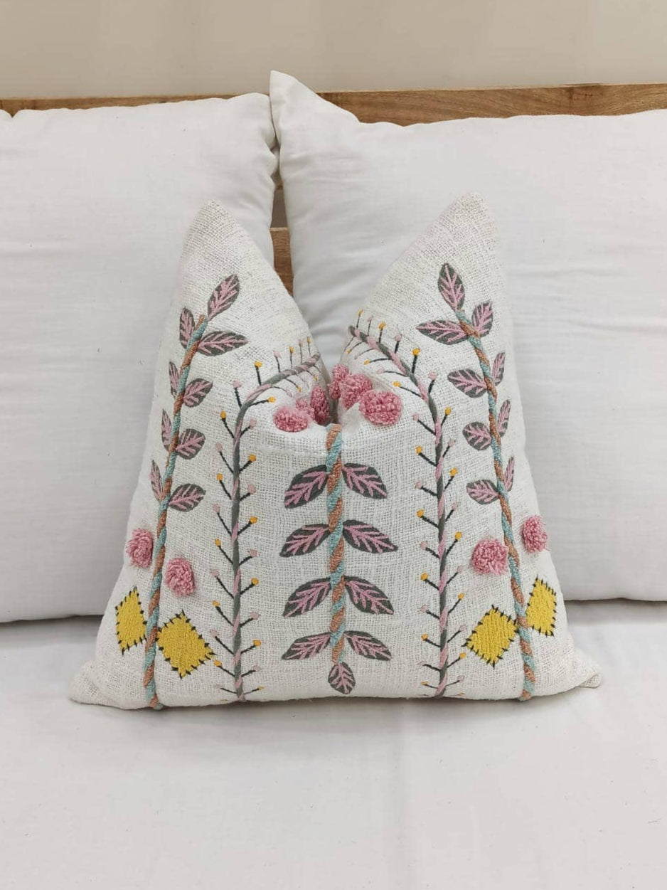 Pom Pom Leaf 20" x 20" Throw Pillow | Blush