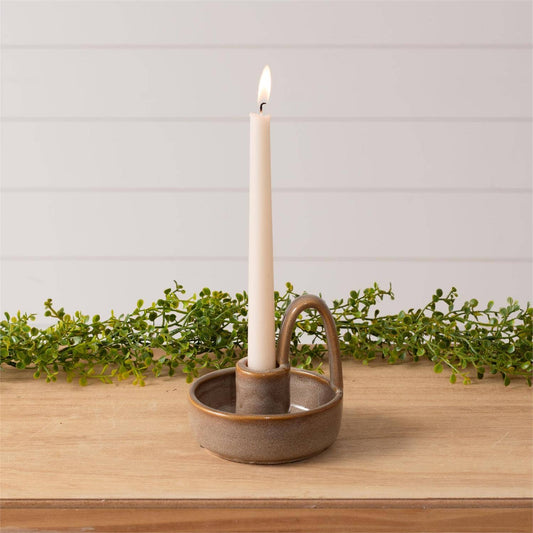Ceramic Taper Candleholder | Taupe