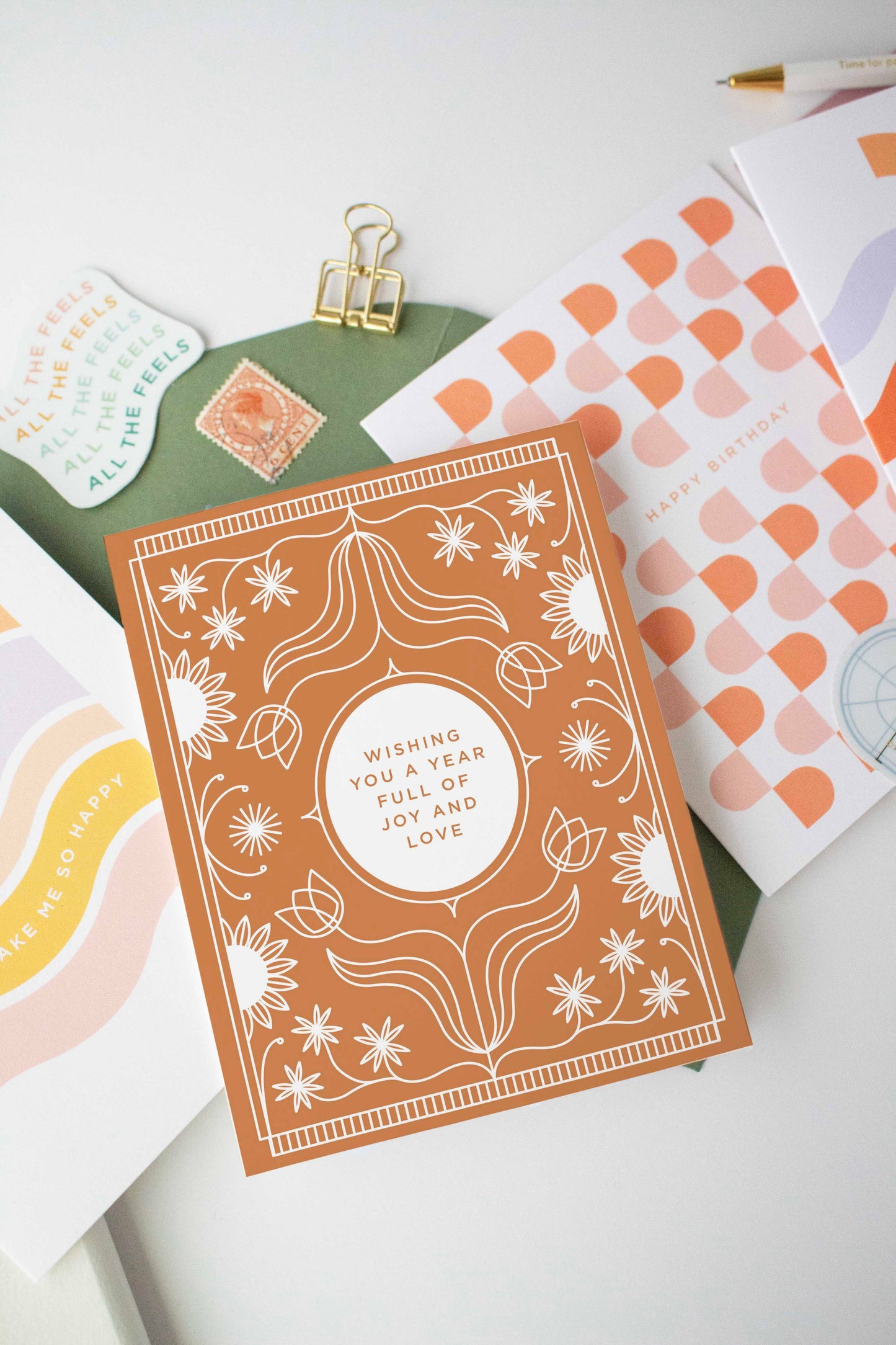 Rust Floral Joyful Year Birthday Greeting Card by Line & Kind Paper Co.