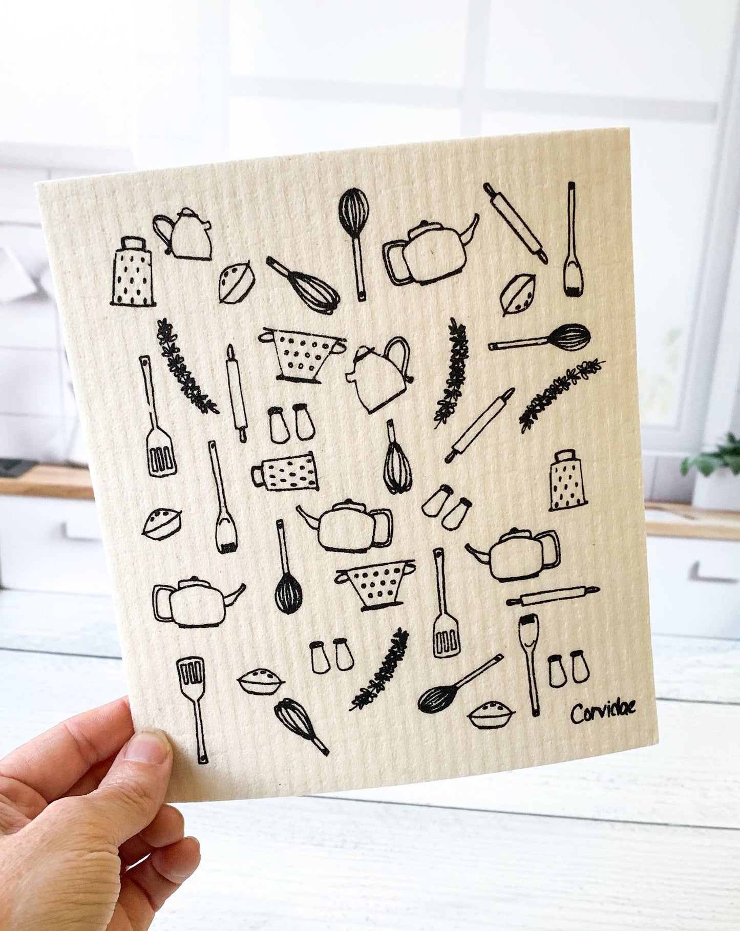 Kitchen Utensils Swedish Dishcloth by Corvidae