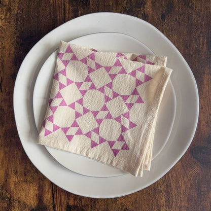 Set of 4 Hand Printed Flour Sack Napkins | Wicker Brown