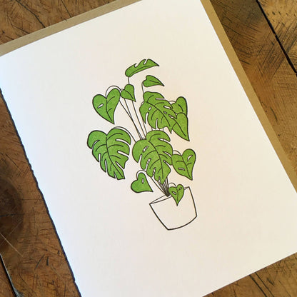 Monstera Plant Letterpress Card by Green Bird Press