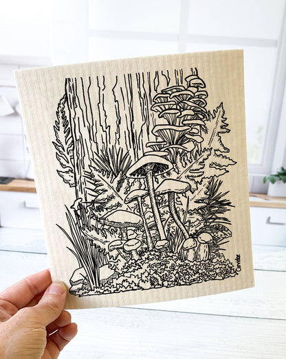Forest Mushroom Swedish Dishcloth by Corvidae