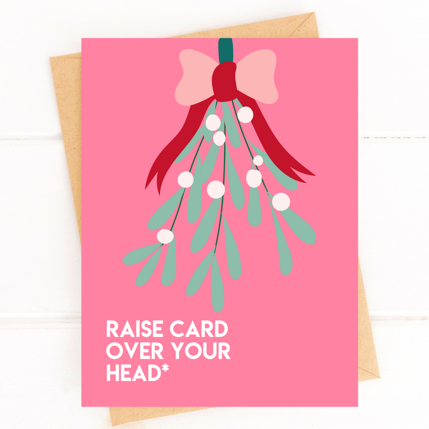 Pink Mistletoe Card