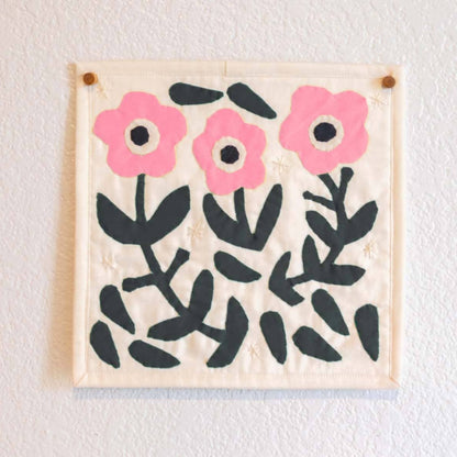 Nordic Floral Scene DIY Sewing Kit | Pink + Black