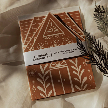 Gingerbread Houses | Set of Four Cards by Elizabeth Kirsteatter
