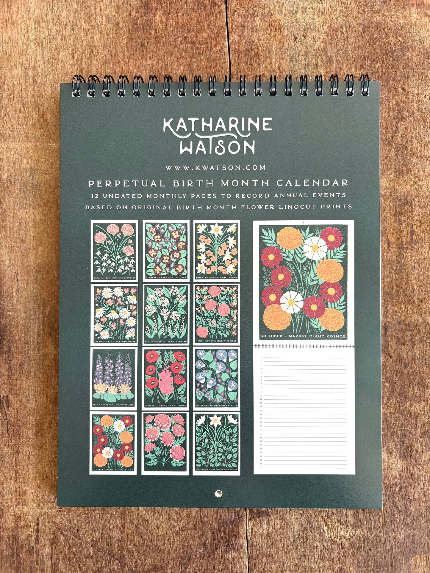 Perpetual Birth Month Calendar by Katharine Watson