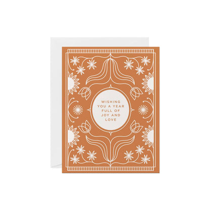 Rust Floral Joyful Year Birthday Greeting Card by Line & Kind Paper Co.