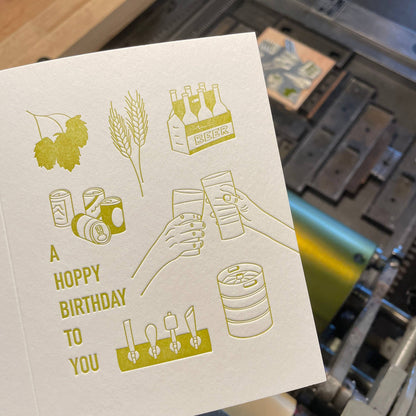Hoppy Beer Birthday Letterpress Card by Green Bird Press