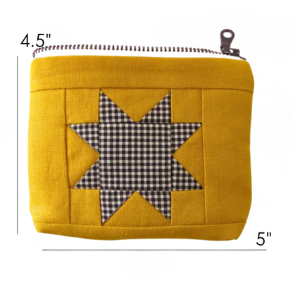 Sawtooth Star Quilted Zipper Pouch | Yellow