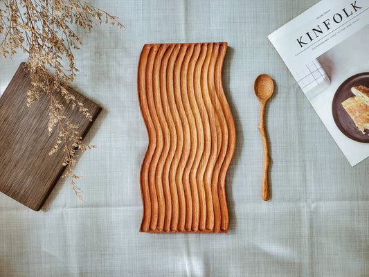 Wavy Wooden Serving Charcuterie Board Tray by 194 Craft House