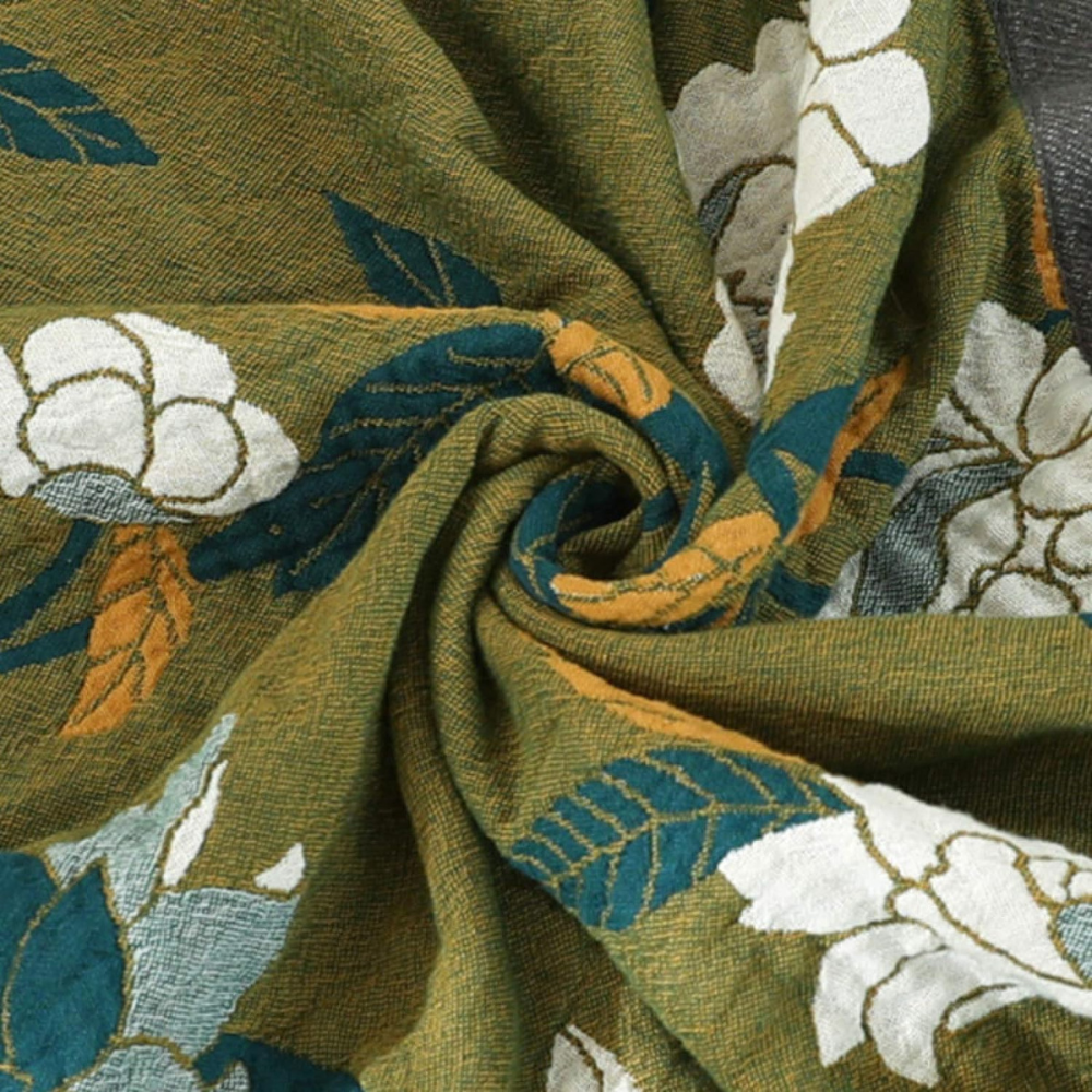 Olive Flower Reversible Quilt by Moderny