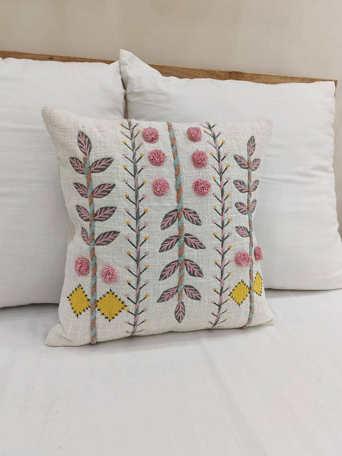 Pom Pom Leaf 20" x 20" Throw Pillow | Blush