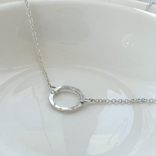 Hammered Silver Circle Necklace by Elm Designs