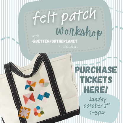 ADMISSION Tote Bag Patch Workshop with betterfortheplanet