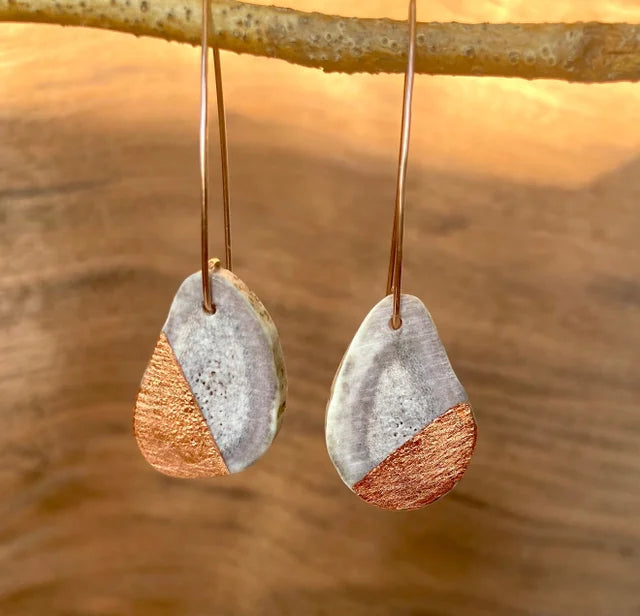 Copper Leaf Antler Dangle Earrings by DUO Goods