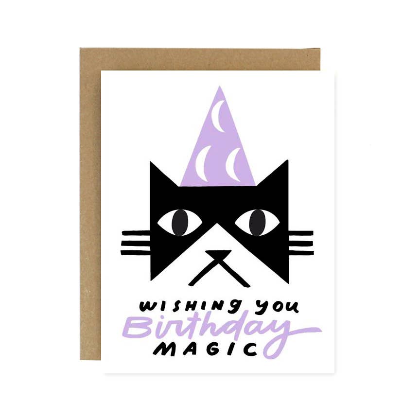 Birthday Magic Black Cat Card by Worthwhile Paper