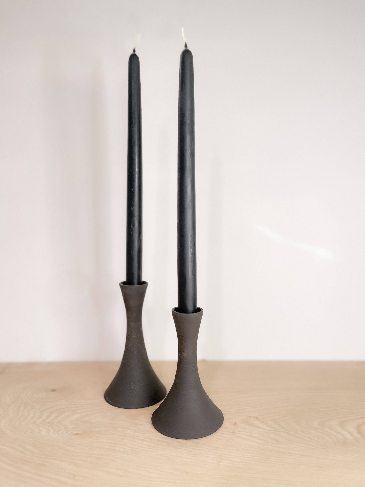 Black Clay Candle Taper Holder by JordanB Ceramics