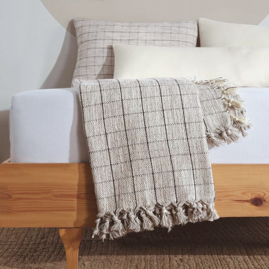 Gray Checkered Throw Blanket by Moa