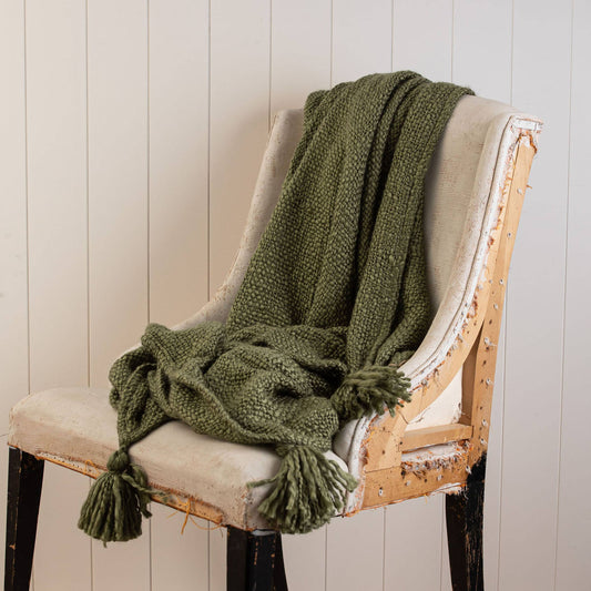 Hand Woven Throw - Forest Green