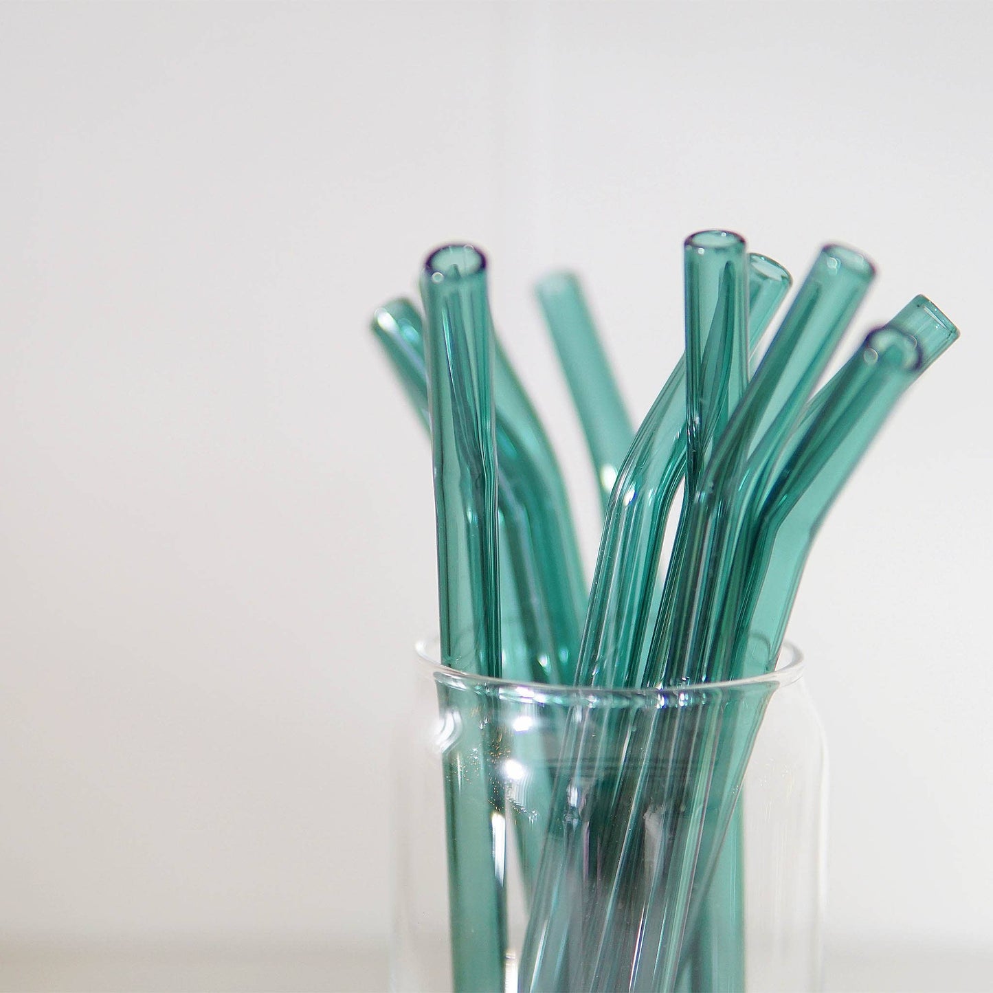 Dark Green Bent Glass Straw