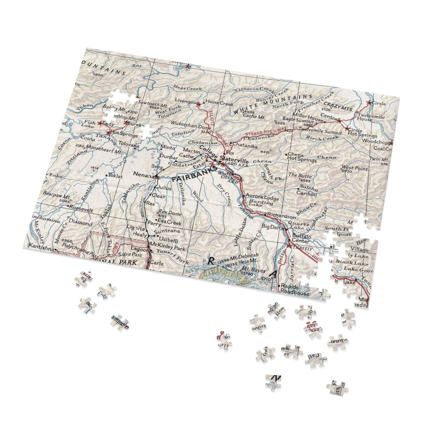 Fairbanks Map 500 Piece Puzzle by Daisy Mae Designs