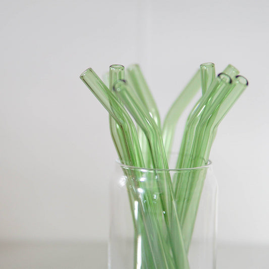 Green Bent Glass Straw