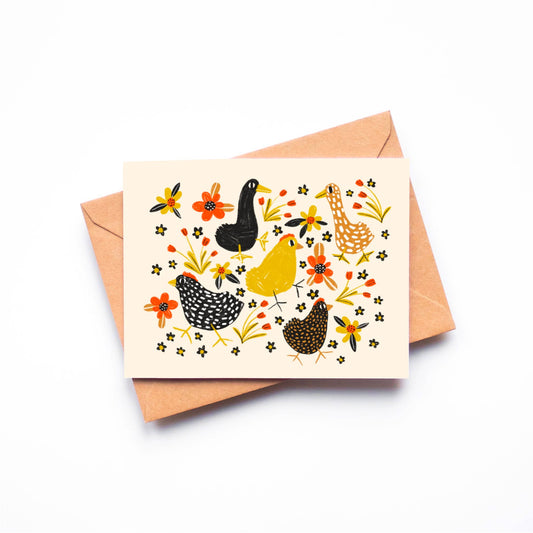 Farm Friends + Flowers Greeting Card by Rani Ban