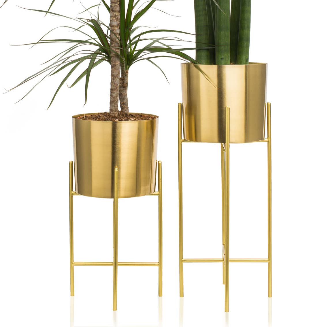 Gold Metal Planter with Stand