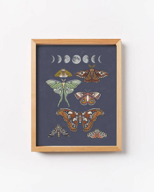 Moonlit Moths 8x10 Print by Root & Branch Paper Co.