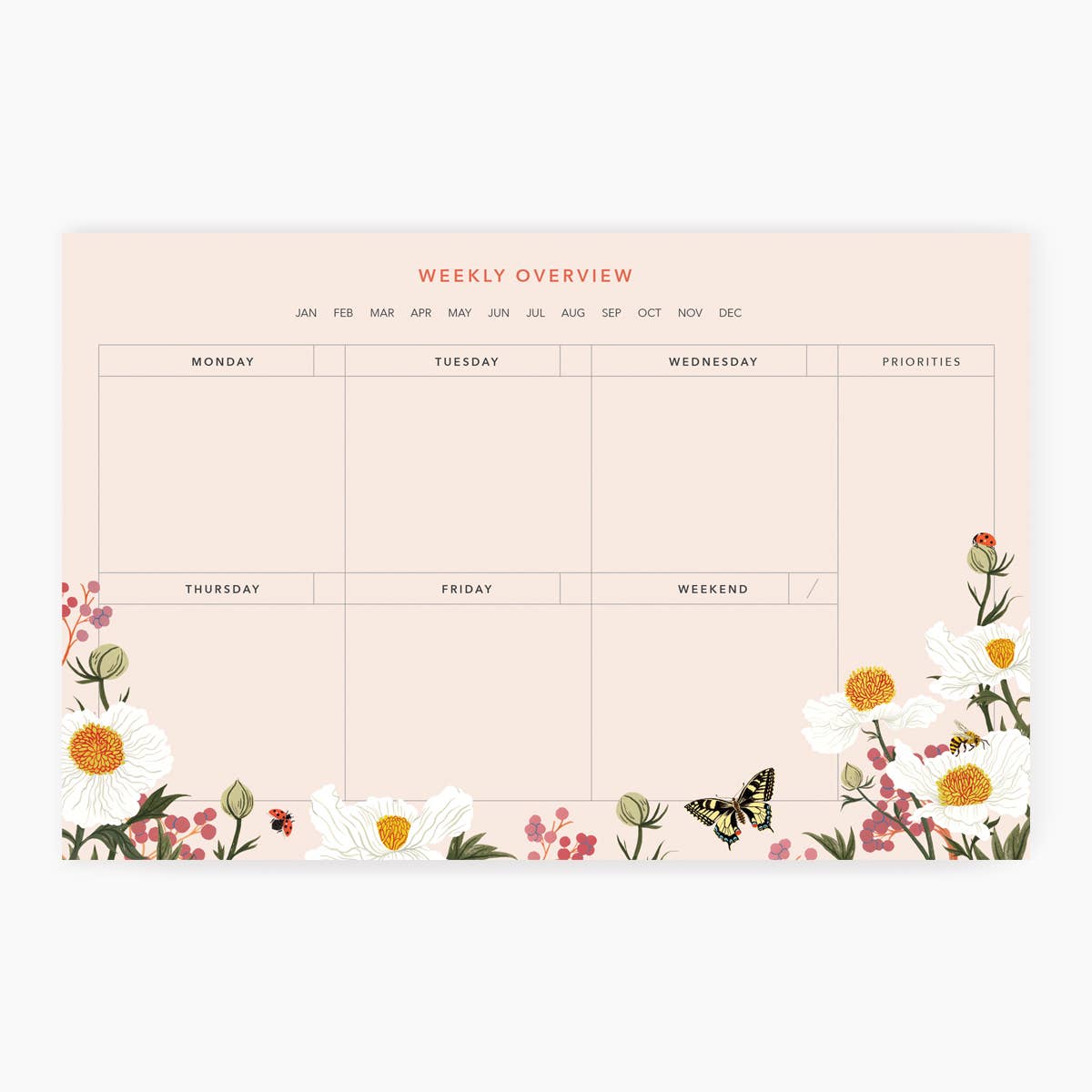 Poppy Field Weekly Overview Notepad by Botanica Paper Co.