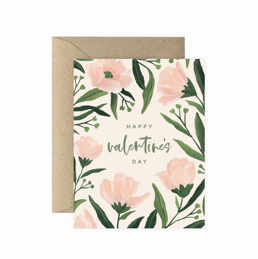 Pink Floral Valentine's Greeting Card by Paper Anchor Co.