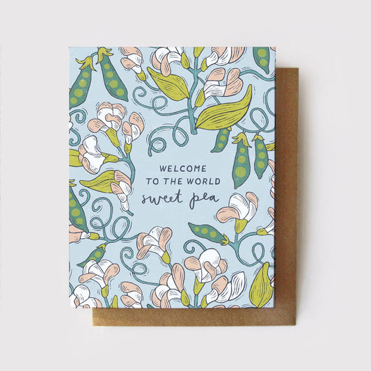 Welcome to the World, Sweet Pea Card by Root & Branch Paper Co.