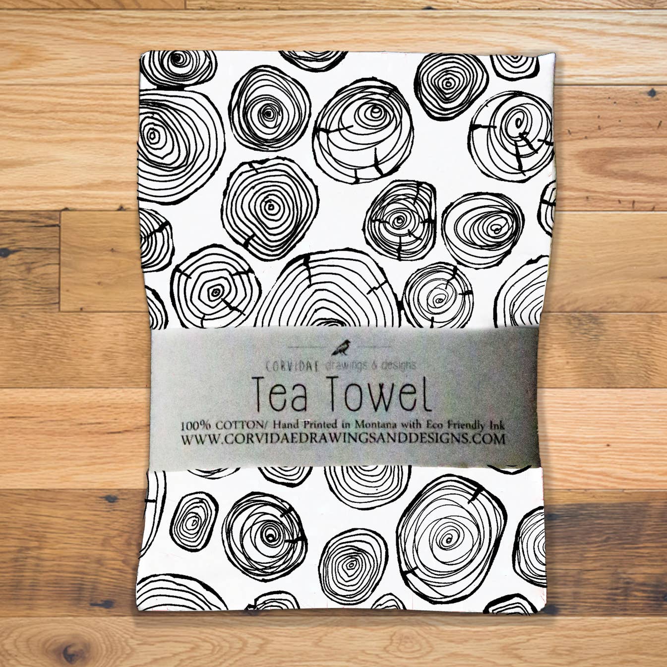 Tree Ring Tea Towel by Corvidae